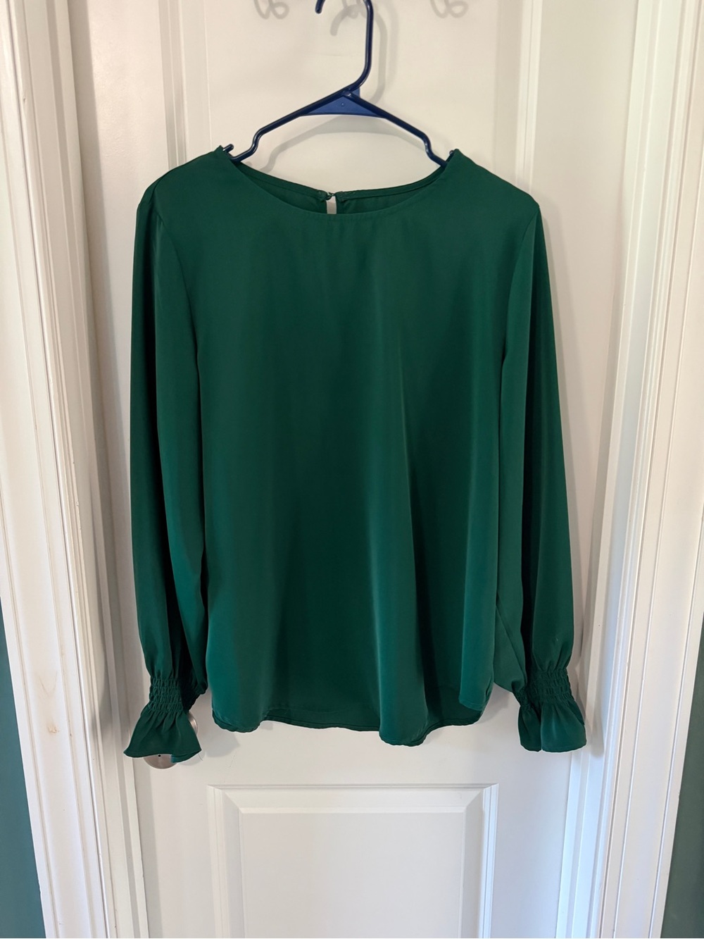 Women's Emerald Green Long-Sleeve Blouse